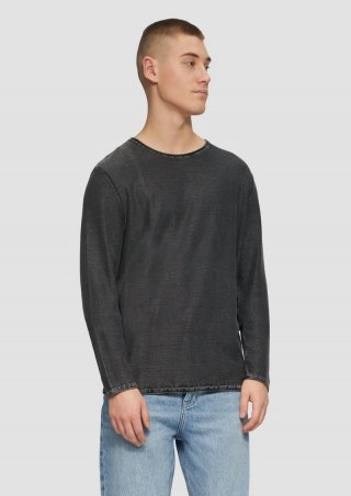 s.Oliver Gewaschener Strickpullover mit Rollkante - schwarz