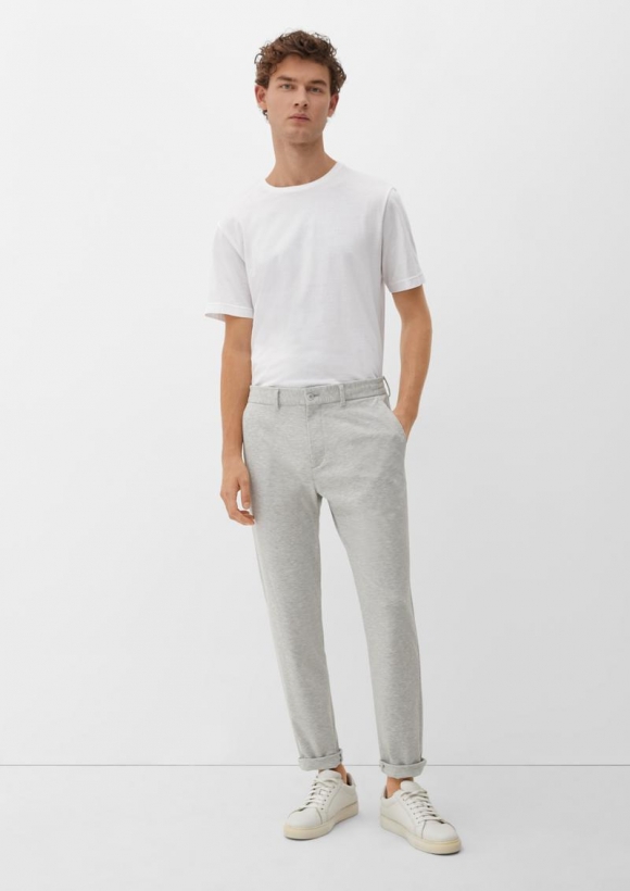 s.Oliver Slim: Joggsuit-Hose aus Stretch-Jersey - taubengrau