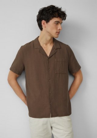 s.Oliver Resort Fit: Baumwollshirt mit Strukturstreifen - sandstein