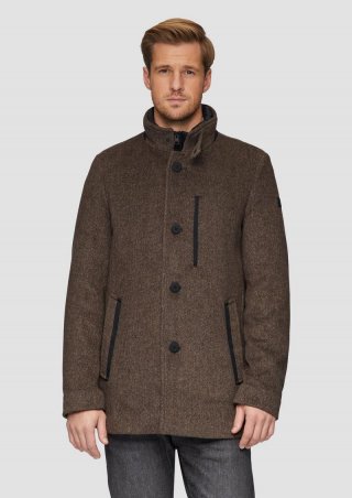 s.Oliver Sportiver Kurzmantel mit gestepptem Insert - dunkelbraun