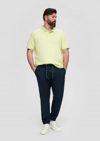s.Oliver Baumwoll-Hose mit elastischem Bund und Print-Detail - navy