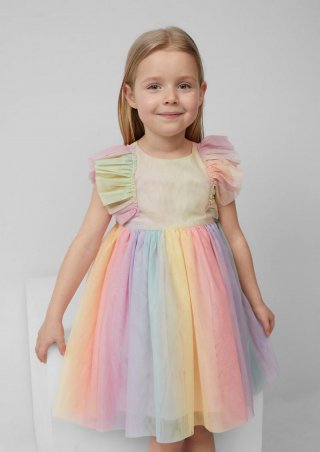 s.Oliver Ausgestelltes Kleid aus Mesh in Regenbogenfarben - mehrfarbig