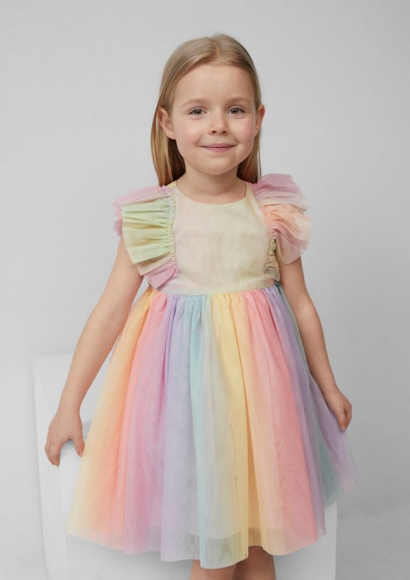 s.Oliver Ausgestelltes Kleid aus Mesh in Regenbogenfarben - mehrfarbig