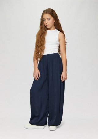 s.Oliver Plissierte Wide-Leg-Hose mit hohem Bund - navy