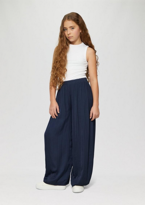 s.Oliver Plissierte Wide-Leg-Hose mit hohem Bund - navy