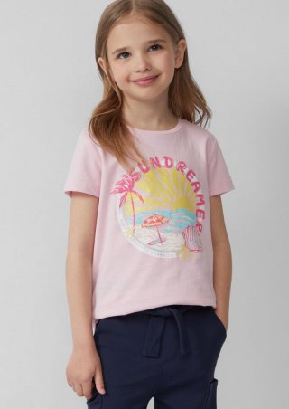 s.Oliver T-Shirt im Loose Fit mit Glitzerprint - zartrosa