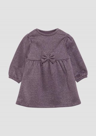 s.Oliver Glitzerndes Sweat-Kleid mit Schleife - flieder