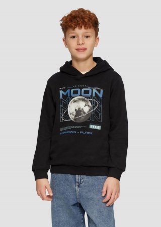 s.Oliver Wärmender Sweatshirt-Hoodie mit Frontprint - schwarz