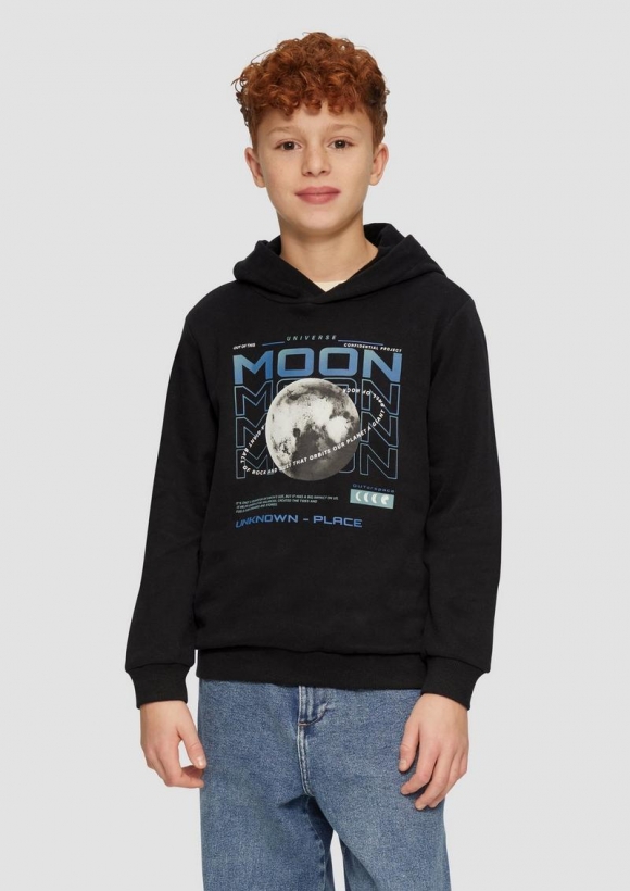 s.Oliver Wärmender Sweatshirt-Hoodie mit Frontprint - schwarz