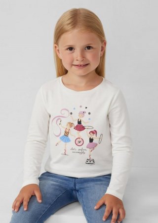 s.Oliver Longsleeve im Regular Fit mit Glitzerprint - creme