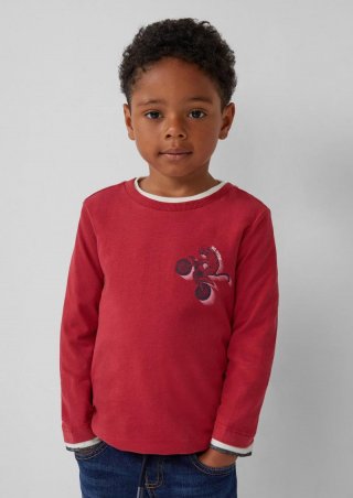 s.Oliver Jersey-Longsleeve mit Frontprint - korallrot