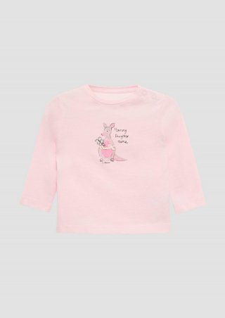 s.Oliver Weiches Longsleeve aus Baumwolle mit glitzerndem Frontprint - zartrosa