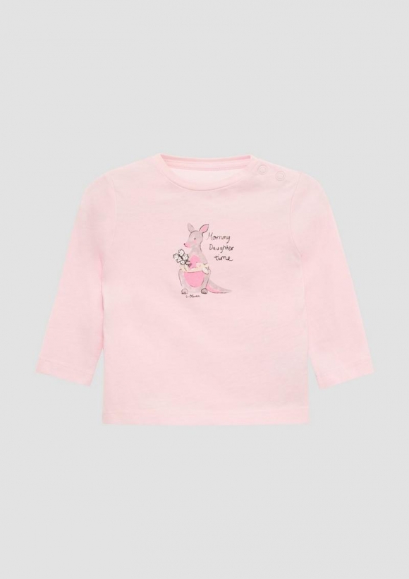 s.Oliver Weiches Longsleeve aus Baumwolle mit glitzerndem Frontprint - zartrosa