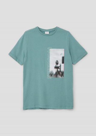 s.Oliver T-Shirt mit Grafik-Print - helles petrol