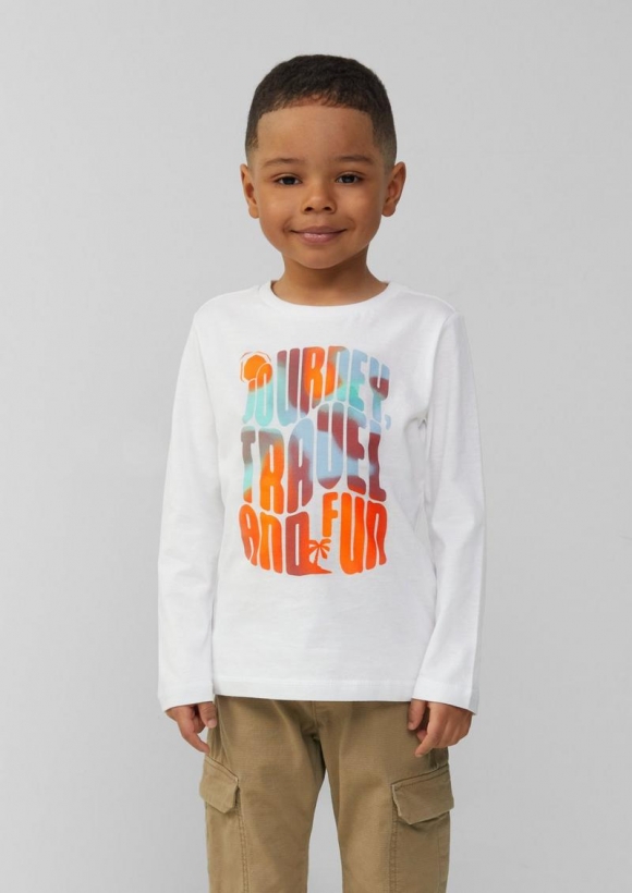 s.Oliver Jersey-Longsleeve mit Frontprint - weiß