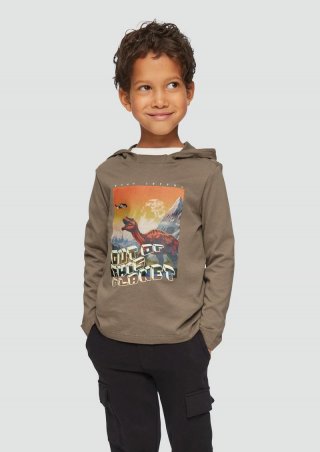 s.Oliver Kapuzenshirt mit Glow-in-the-dark-Print - cognac