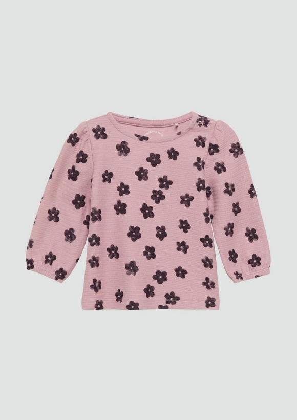 s.Oliver Ausgestelltes Longsleeve mit Struktur und All-over-Print - zartrosa