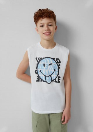 s.Oliver Ärmlloses Shirt mit Smiley®-Print - weiß