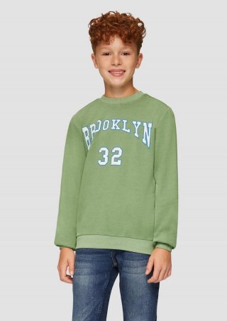 s.Oliver Sweatshirt mit Garment Dye und Schriftprint - hellgrün