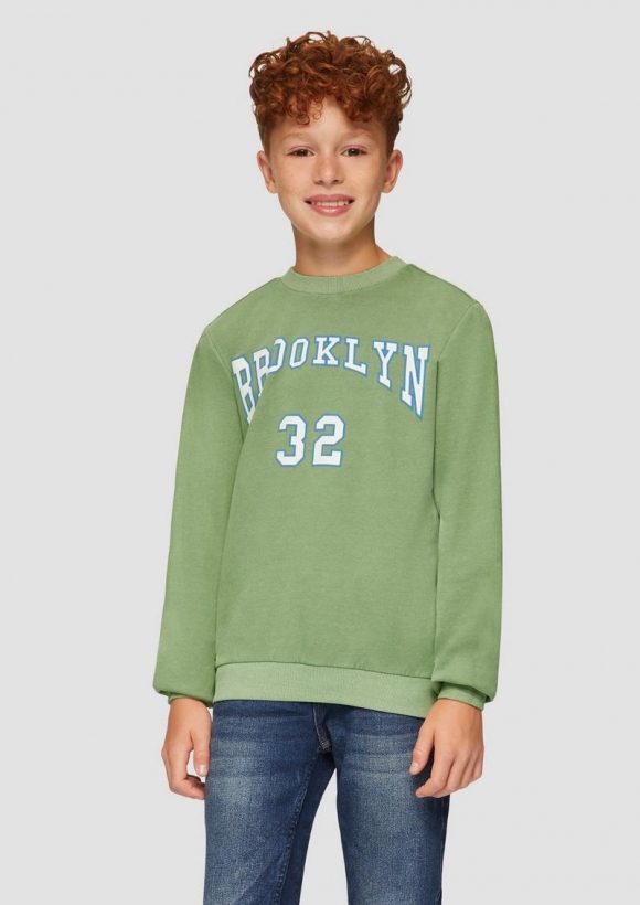 s.Oliver Sweatshirt mit Garment Dye und Schriftprint - hellgrün