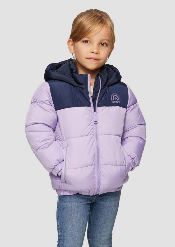 s.Oliver Wattierte Jacke mit Glitzer-Print und Fleecefutter - lavendel