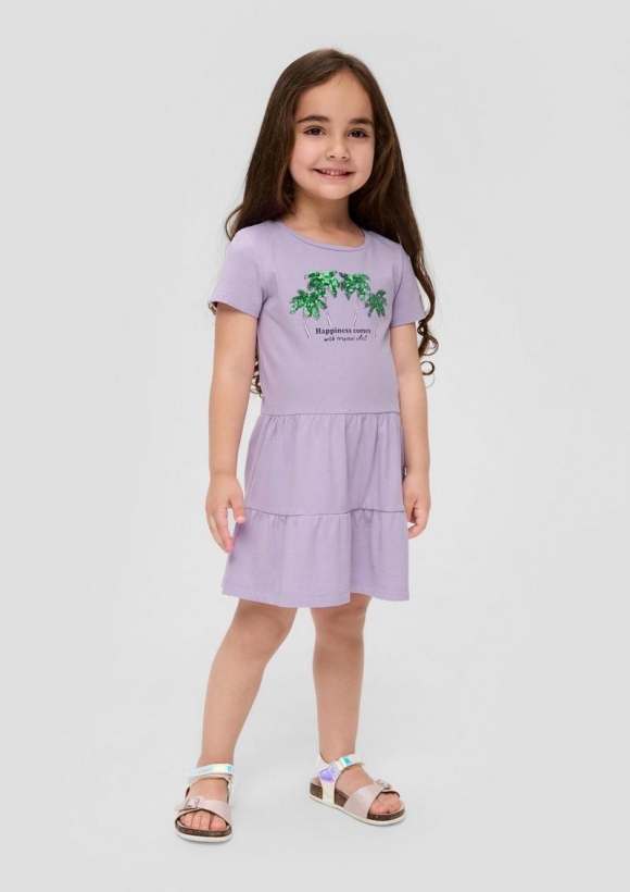 s.Oliver Kurzes Kleid mit Pailletten-Applikation - lavendel