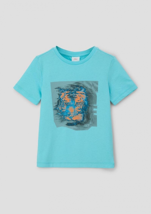 s.Oliver T-Shirt mit Frontprint - helles türkis