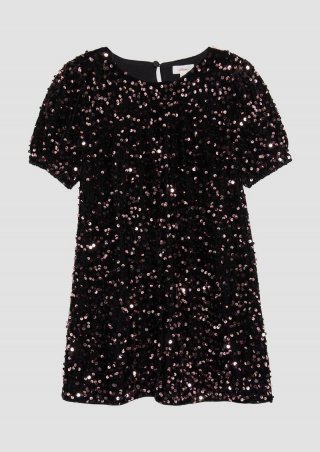 s.Oliver Ausgestelltes Samtkleid mit Pailletten - pink