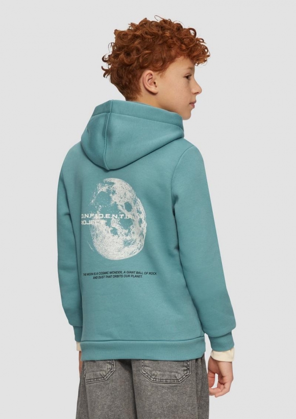 s.Oliver Wärmender Hoodie aus schwerer Sweat-Ware mit Rückenprint - petrol