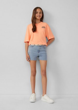s.Oliver Jeans-Shorts Suri / Slim Fit / High Rise / Skinny Leg / Textilgürtel - blau