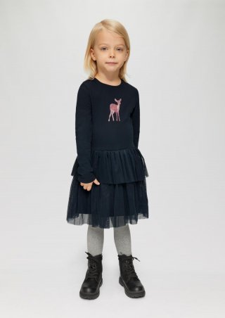 s.Oliver Volantkleid mit Glitzerprint - navy