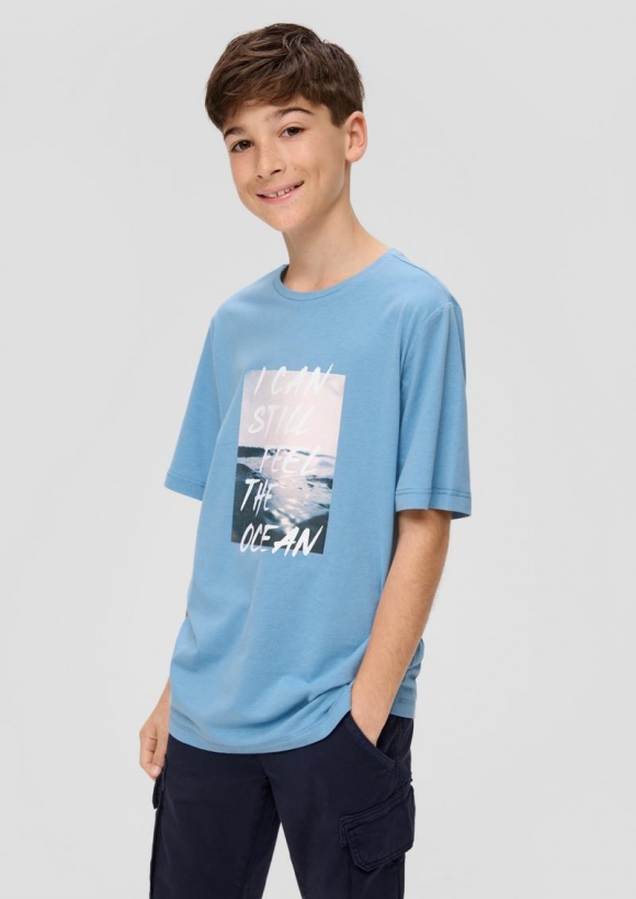 s.Oliver T-Shirt mit Frontprint - hellblau