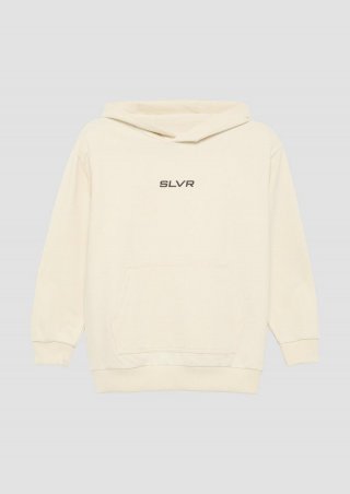 s.Oliver Unisex Kapuzen-Sweatshirt mit Känguru-Tasche und Frontprint - helles sand