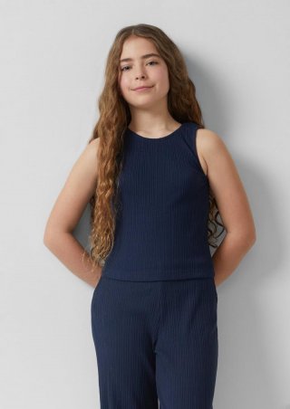 s.Oliver Elastisches Top aus Rippware mit Cut Out - navy