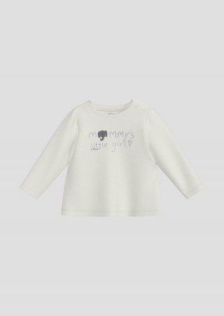 s.Oliver Ausgestelltes Longsleeve mit Glitzer-Print - ecru