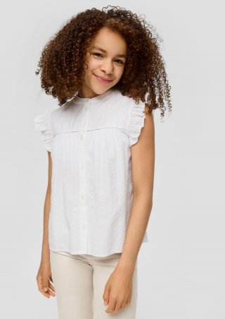s.Oliver Bluse mit kurzen Volantärmeln - weiß
