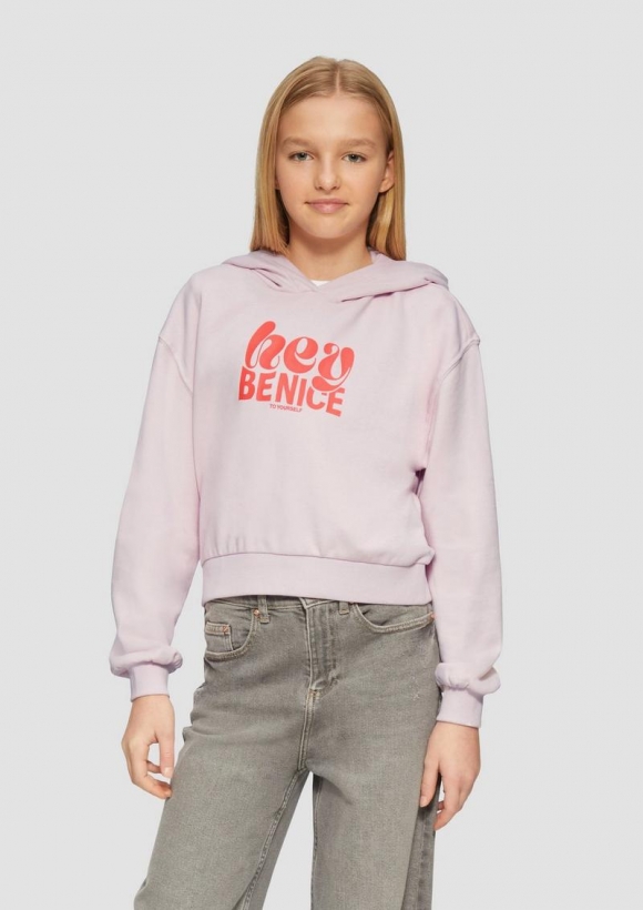 s.Oliver Oversized Kapuzen-Sweatshirt mit Front-Print - perlmuttrosa