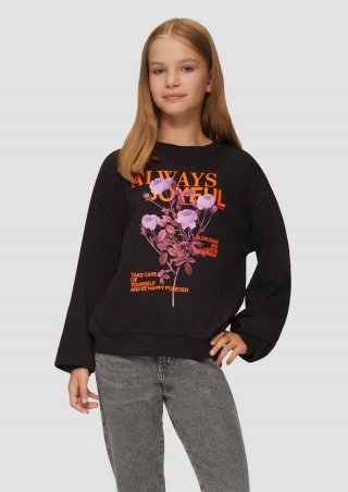 s.Oliver Gewaschenes Oversized-Sweatshirt mit Neon-Print - schwarz