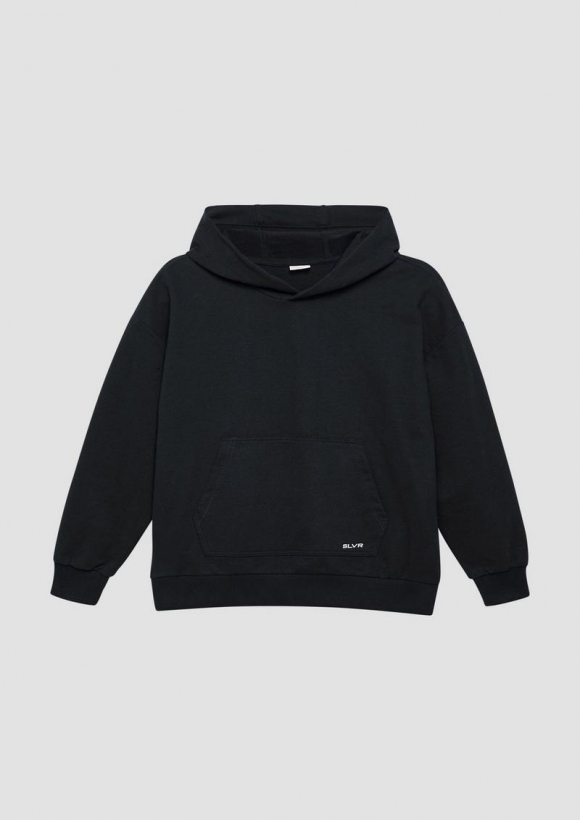 s.Oliver Unisex Oversized-Hoodie mit Kängurutaschen und Schrift-Print - schwarz