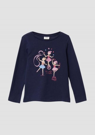 s.Oliver Longsleeve im Regular Fit mit Glitzerprint - tiefblau