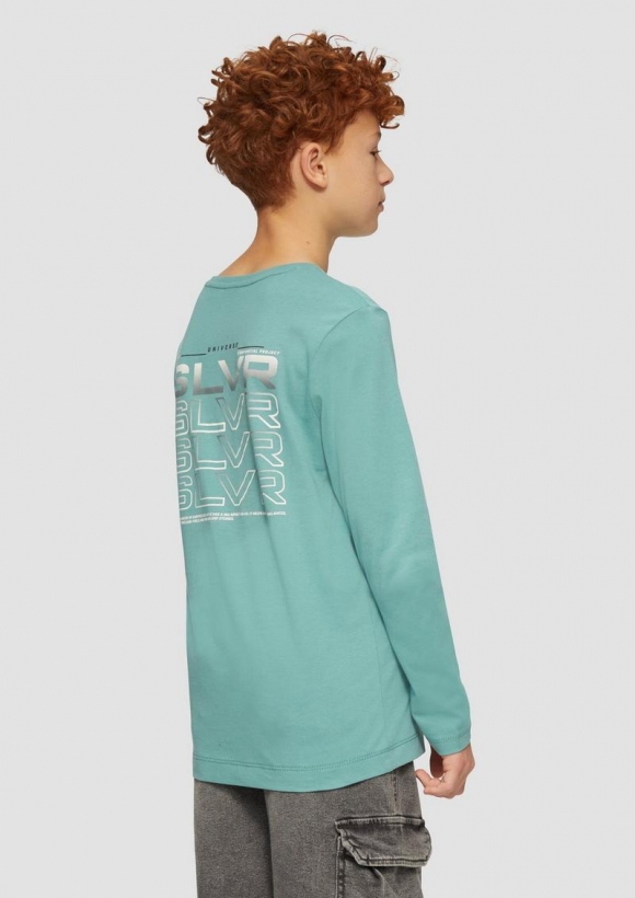 s.Oliver Baumwoll-T-Shirt mit Rückenprint - türkisblau