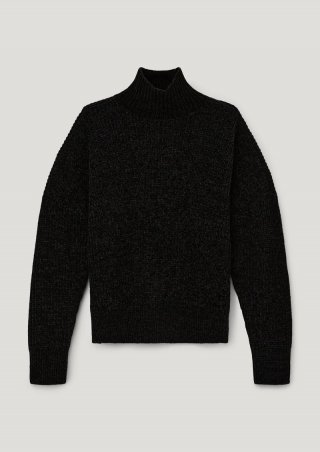 s.Oliver Strickpullover aus Chenille-Garn - schwarz