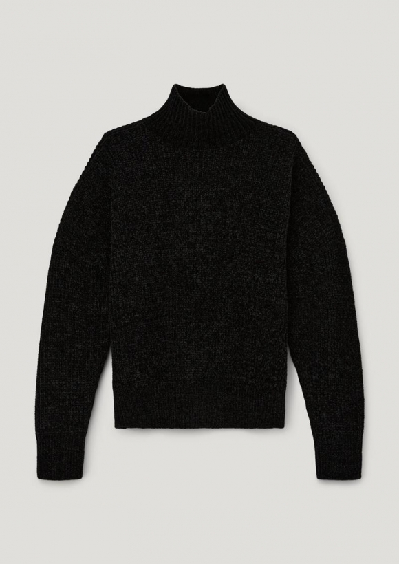 s.Oliver Strickpullover aus Chenille-Garn - schwarz