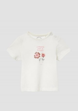 s.Oliver Jersey-Shirt mit Glitzerprint - creme