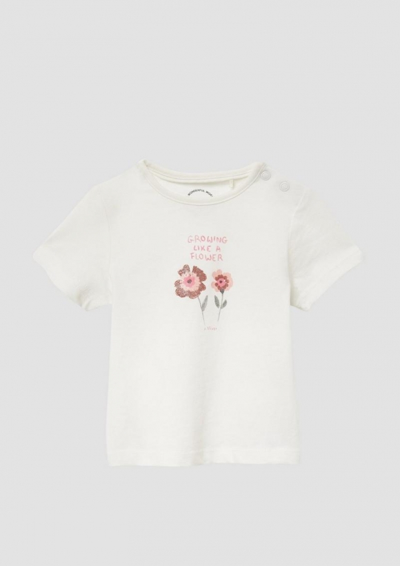 s.Oliver Jersey-Shirt mit Glitzerprint - creme