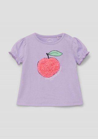 s.Oliver T-Shirt mit Applikation und Glitzer-Print - lavendel