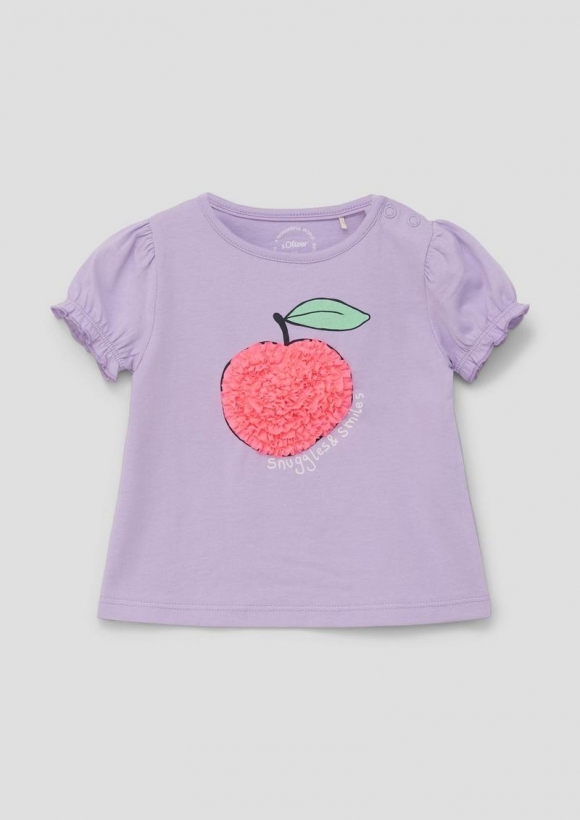 s.Oliver T-Shirt mit Applikation und Glitzer-Print - lavendel