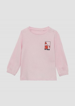 s.Oliver Longsleeve in A-Shape mit Front- und Rückenprint - zartrosa