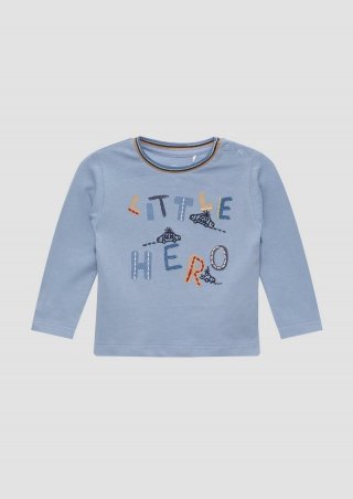 s.Oliver Langarmshirt mit Frontprint und Stickerei - blau