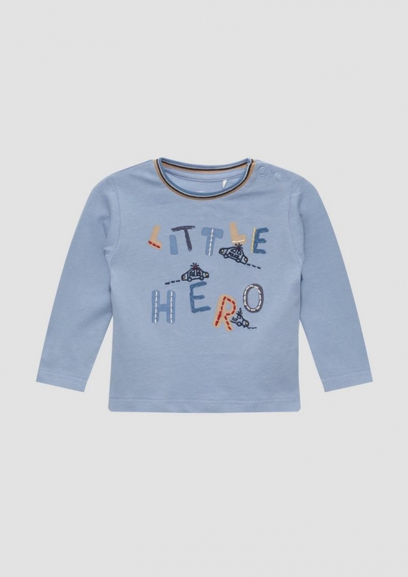 s.Oliver Langarmshirt mit Frontprint und Stickerei - blau